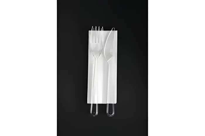 Cutlery Set (1ply Napkin 30x30mm, Luxury Fork, Luxury Knife) Black