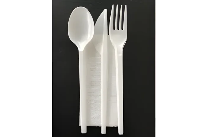Cutlery Set (1ply Napkin 30x30mm, Fork, Knife, Spoon) White