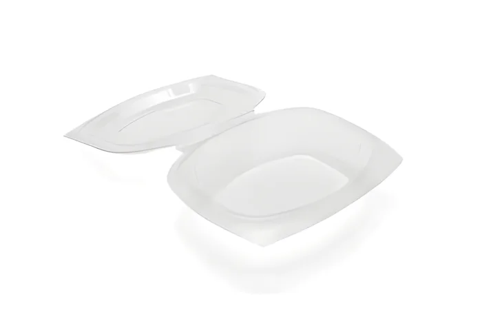 Oval Salad Bowl 250cc, Hinged Lid, PET, Transparent