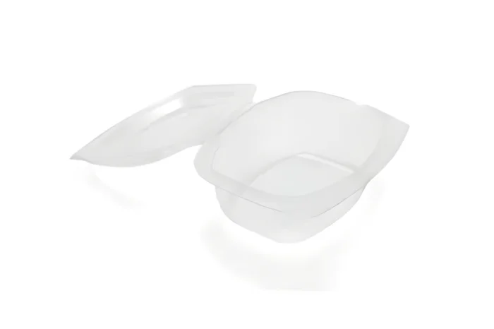 Oval Salad Bowl 500cc, Hinged Lid, PET, Transparent