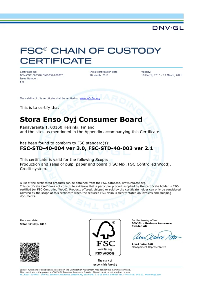 FSC Chain of Custody